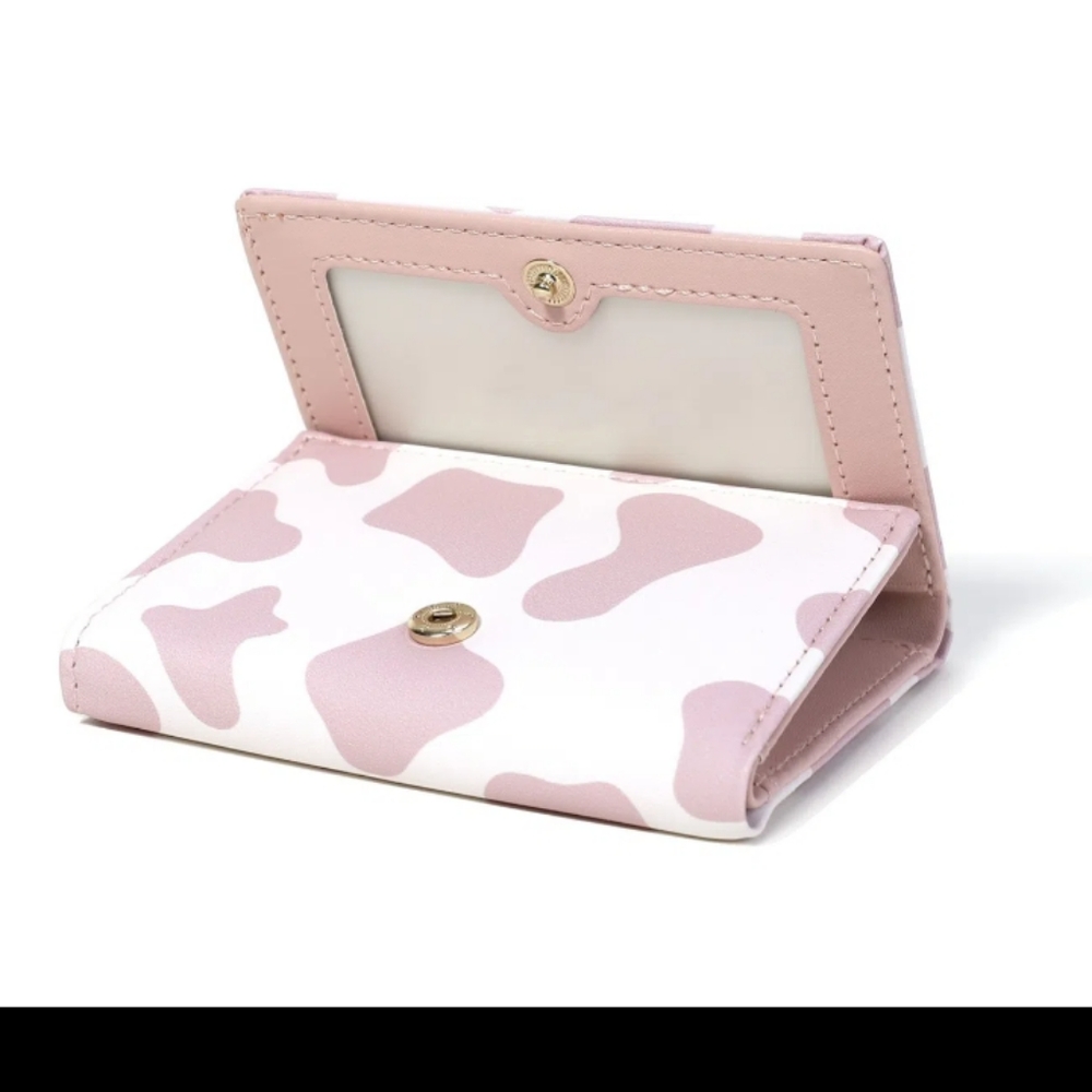 Cow pattern snap button small purse